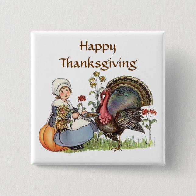 Pilgrim Girl - Anpassa text, alternativ Knapp (Framsida)