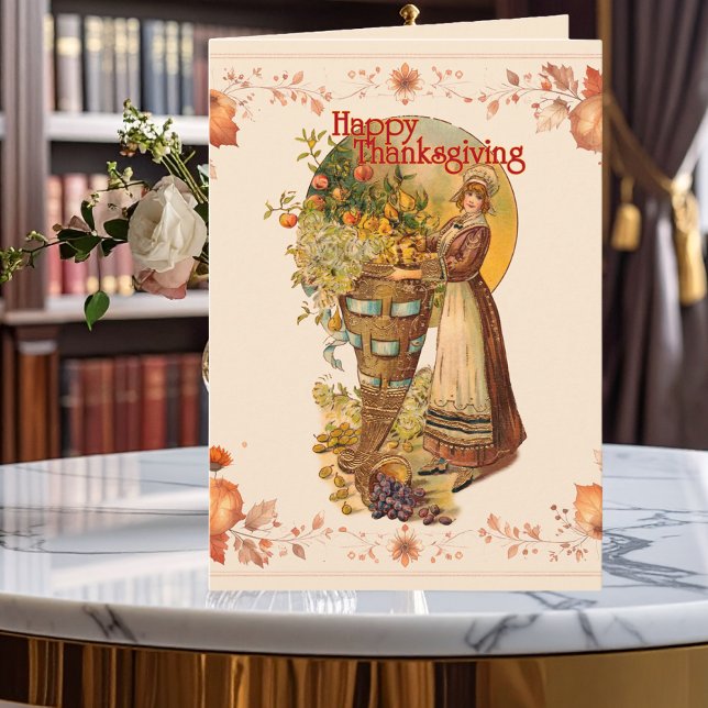 Pilgrim Girl Thanksgiving Tack Kort (Skapare uppladdad)