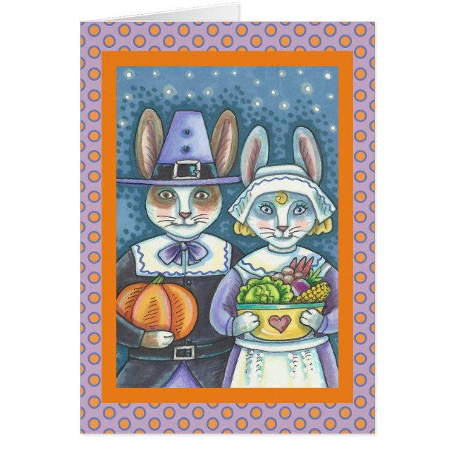 PILGRIM GUBBITS THANKSGIVING GREETING CARD Blank OBS Kort (Framsidan)