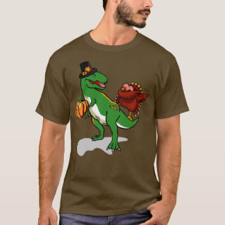 Pilgrim hat T Rex Dinosaur Dabbing T Shirt
