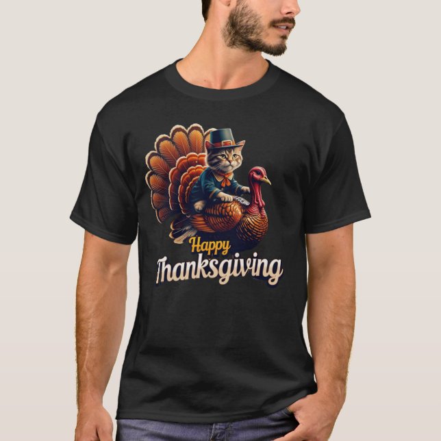 Pilgrim Kattunge ’Happy thanksgiving’ Kattmedlem T Shirt (Framsida)