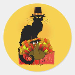 Pilgrim Le Chatta Noir Thanksgiving Runt Klistermärke