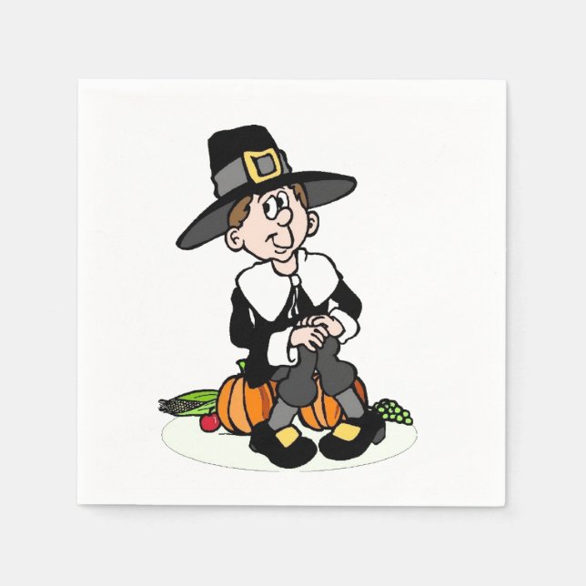 Pilgrim med pumpkin pappersservett (Framsidan)