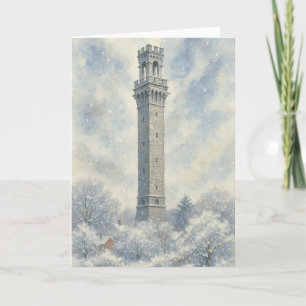 Pilgrim Monument på vintern Helgkort