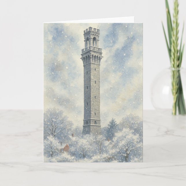 Pilgrim Monument på vintern Helgkort (Framsida)