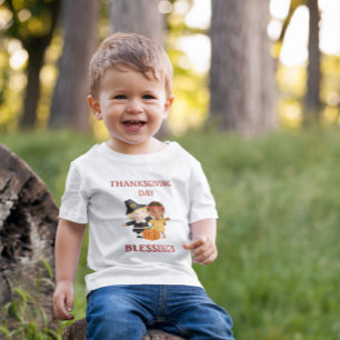 Pilgrim och indianbarn Thanksgiving T Shirt