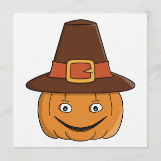 Pilgrim Pumpkin Grin Thanksgiving Inbjudningar