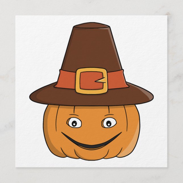 Pilgrim Pumpkin Grin Thanksgiving Inbjudningar (Framsida)
