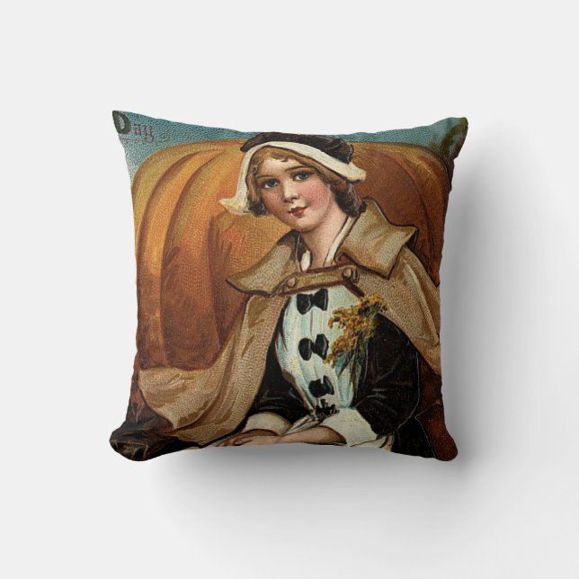 Pilgrim Pumpkin Höst löv Kudde (Framsida)