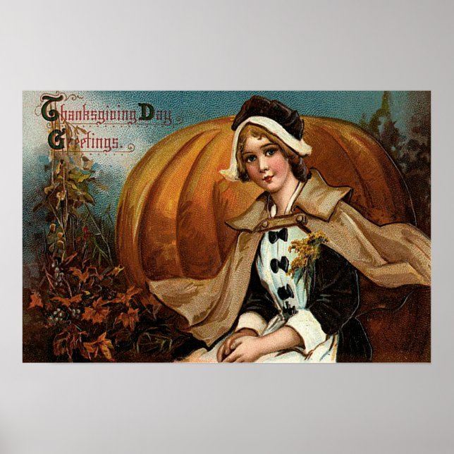 Pilgrim Pumpkin Höst löv Poster (Framsidan)