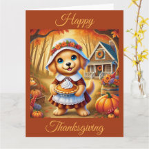 Pilgrim Puppy med Pumpkin Paj på Thanksgiving