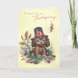Pilgrim Puppy Thanksgiving Helgkort