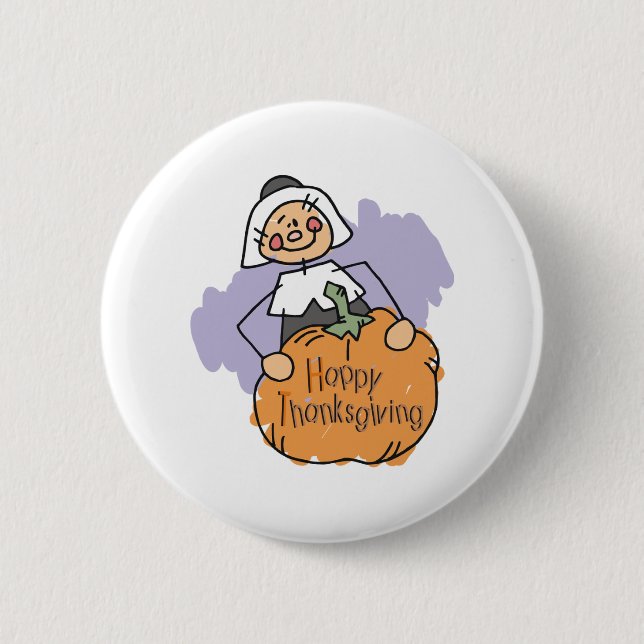 Pilgrim Thanksgiving Dekoration Knapp (Framsida)