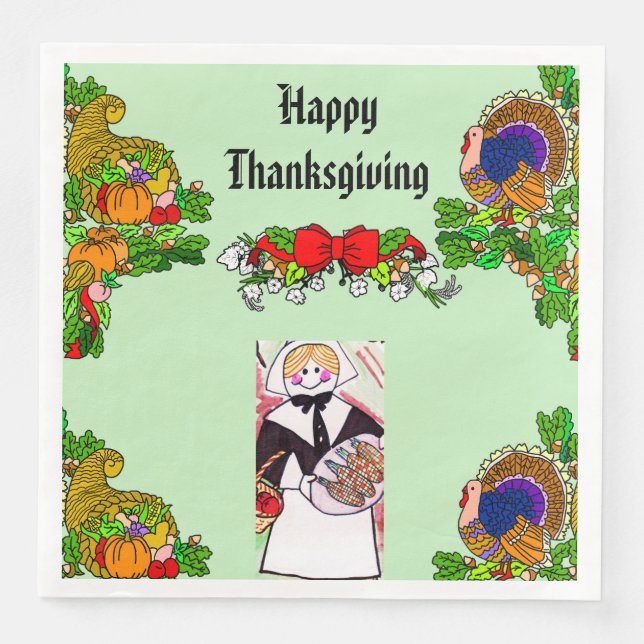 PILGRIM THANKSGIVING PAPPER DINNER NAPKINS PAPPERSSERVETT (Framsida)
