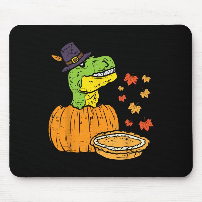 Pilgrim Trex Dinosaur Pumpkin Paj Thanksgiving Kid Musmatta (Framsidan)