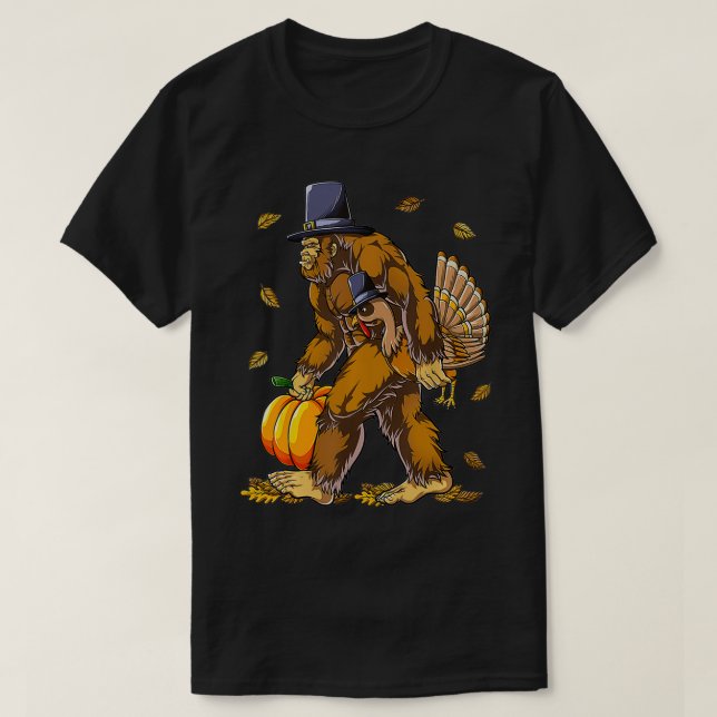 Pilgrim Turkey Pumpkin Thanksgiving Day Boys Manar T Shirt (Design framsida)