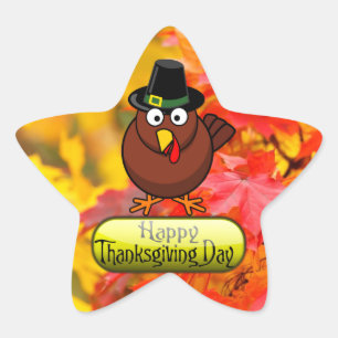 Pilgrim Turkiet - Happy thanksgiving-dagen Stjärnformat Klistermärke