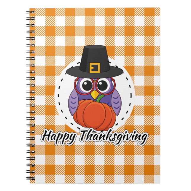Pilgrim Uggla om Orange Pput - Happy thanksgiving Anteckningsbok (Framsidan)