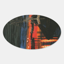 Pilgrim vid Dana-punkten i gryningen Ovalt Klistermärke