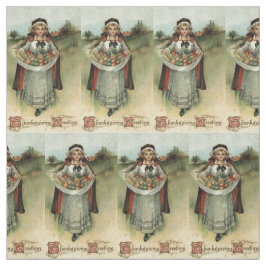 Pilgrim Woman Vintage Thanksgiving Fabric Tyg