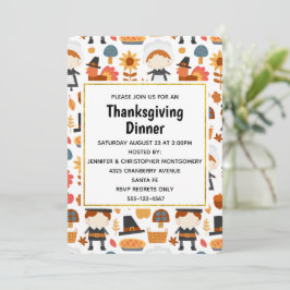 Pilgrimer på Thanksgiving skördefestmönster middag Inbjudningar
