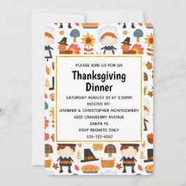 Pilgrimer på Thanksgiving skördefestmönster middag Inbjudningar