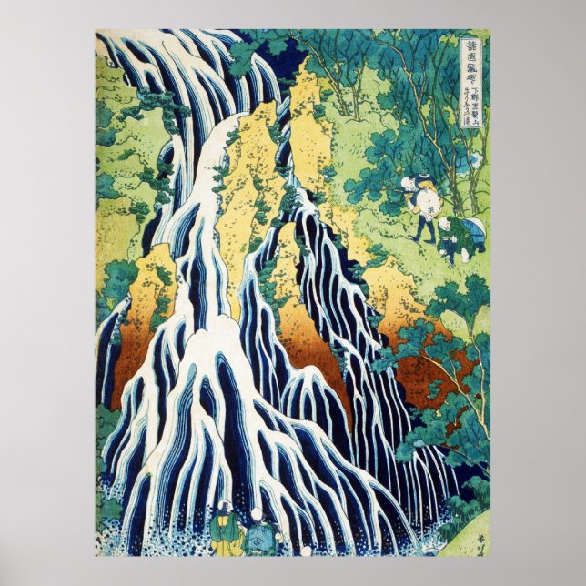 Pilgrimer vid Kirifuri vattenfall Japansk konst  Poster (Framsidan)