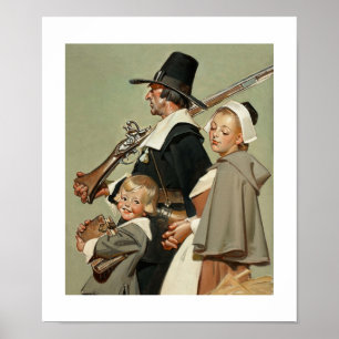 Pilgrimfamiljen. Fin konst Poster