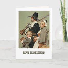 Pilgrimfamiljen. Thanksgivingen vintage Art Helgkort