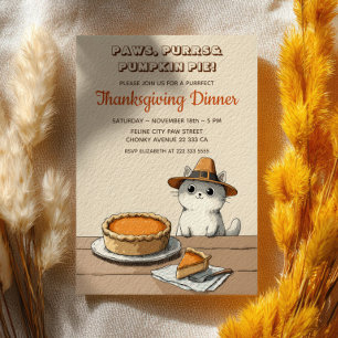 Pilgrimkatt Purrfekt Rolig Thanksgiving Middag Inbjudningar