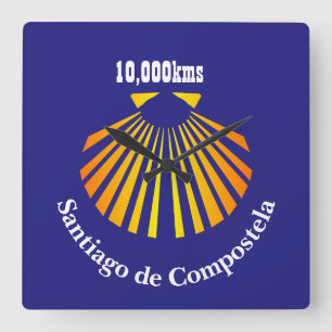 Pilgrims Camino Kammussla-märke Fyrkantig Klocka