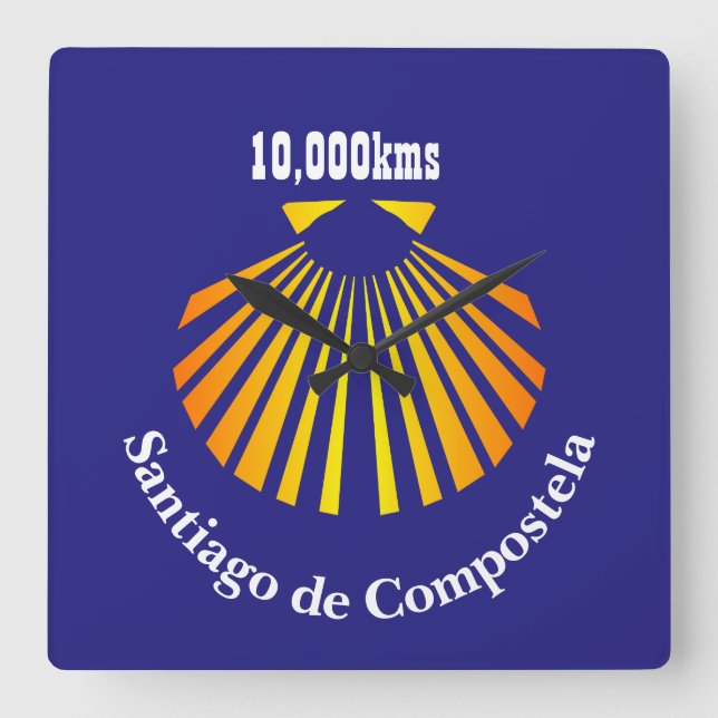 Pilgrims Camino Kammussla-märke Fyrkantig Klocka (Framsida)