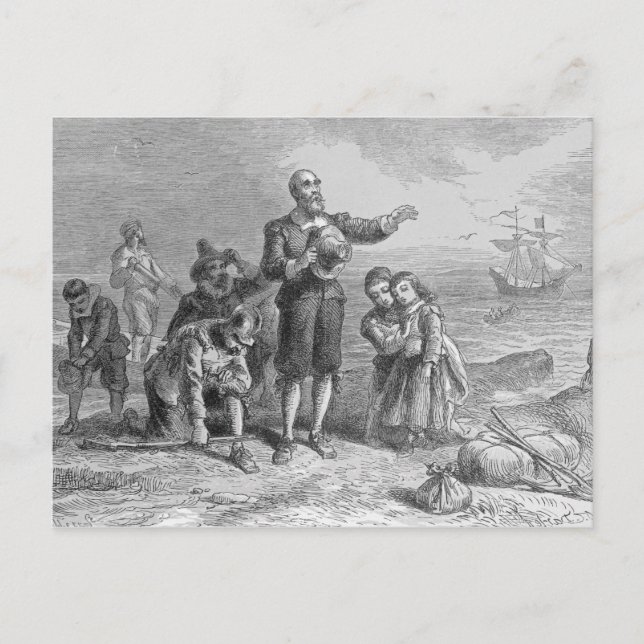 Pilgrims landning, 1620 vykort (Framsida)