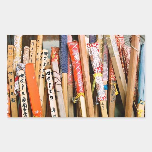 Pilgrims Walking Sticks Stickers Rektangulärt Klistermärke (Framsida)