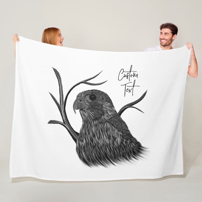 Pilgrimsfalk i trädgrenar med handstil fleecefilt (På plats)