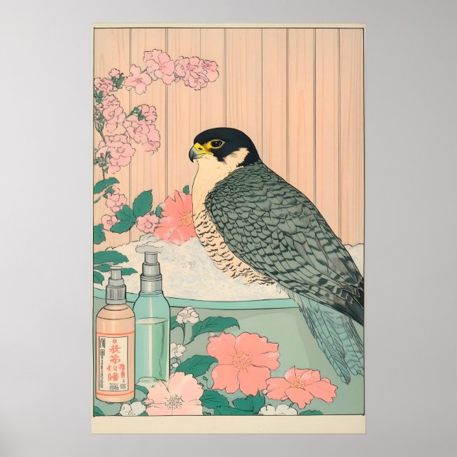 Pilgrimsfalk Konsttryck Ukiyo-e Japansk Stil Poster (Framsidan)