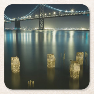 Pilings längs Embarcaderoen, San Francisco Underlägg Papper Kvadrat