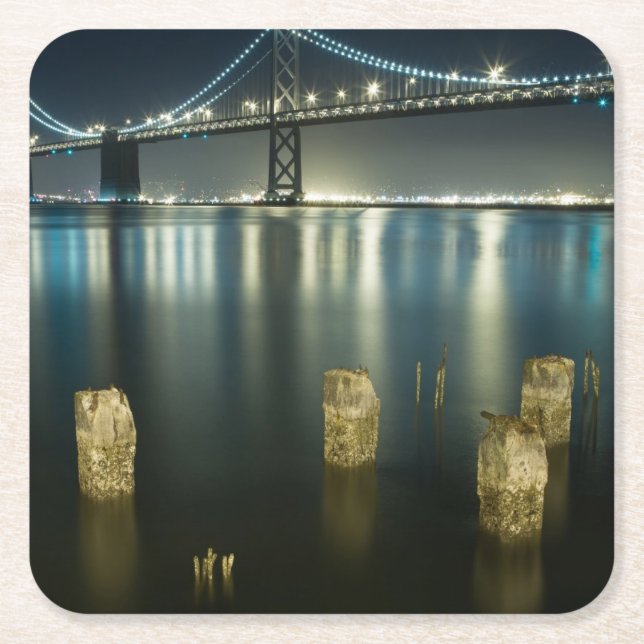 Pilings längs Embarcaderoen, San Francisco Underlägg Papper Kvadrat (Framsidan)