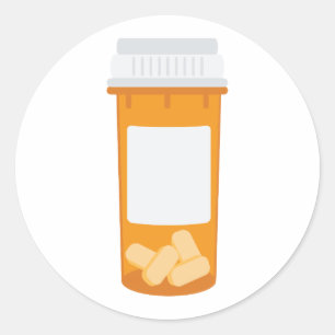 Pill Flaska Runt Klistermärke