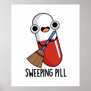 Pill Funny Medicine Pun Mörk BG Poster