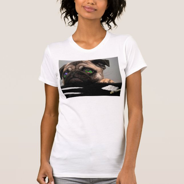 Pill Poppin' Pug Tank Tee Shirt (Framsida)