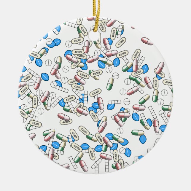 Pill Sprinkles Pattern Julgransprydnad Keramik (Framsidan)