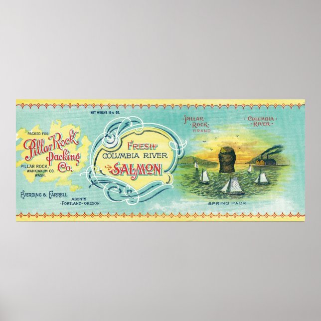 Pillar Sten, Washington - Pillar Sten Salmon Poster (Framsidan)