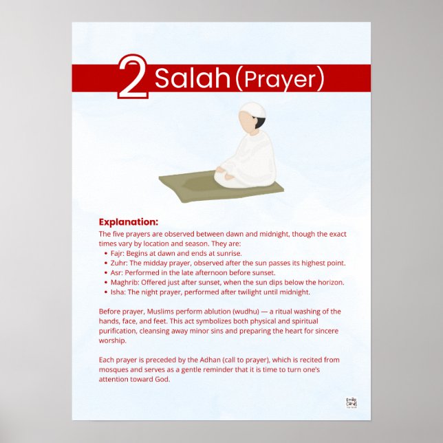 Pillars of Islam - Salah (Prayer) Red Poster (Framsidan)