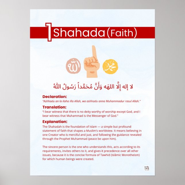 Pillars of Islam - Shahada (Faith) Red Poster (Framsidan)