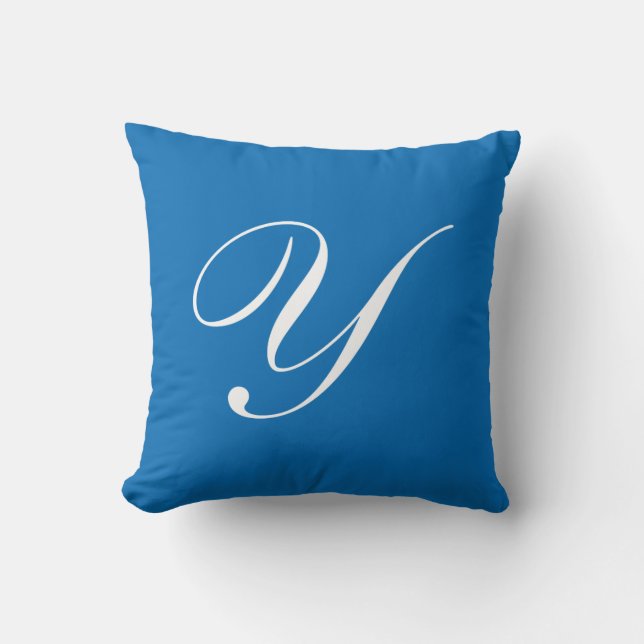 Pillen Brev Y Blue Monogram Kudde (Framsida)