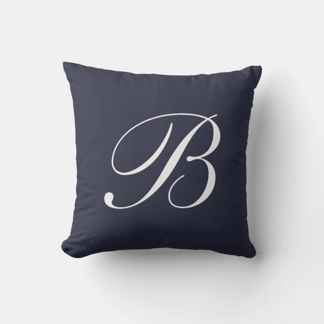 Pillen för marint blått Monogram Brev Kudde (Framsida)