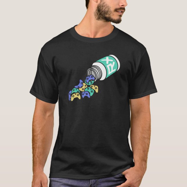 Piller för Gamer Vitamins Funny Tecknad Controller T Shirt (Framsida)