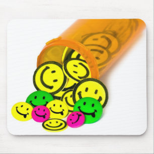 Piller från lycklig i förskrivningen Flaska Musmatta