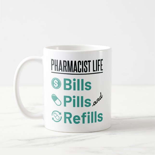 Piller och påfyllningar av farmaceuter Life Bills Kaffemugg (Vänster)